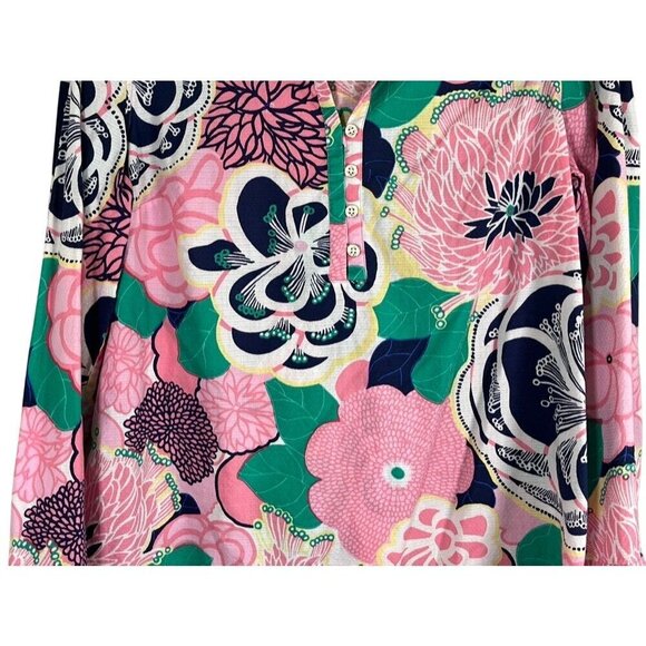 Talbots Floral Top L Pink Tropical Resort Workwear Classic Preppy Colorful Retro - Picture 4 of 14
